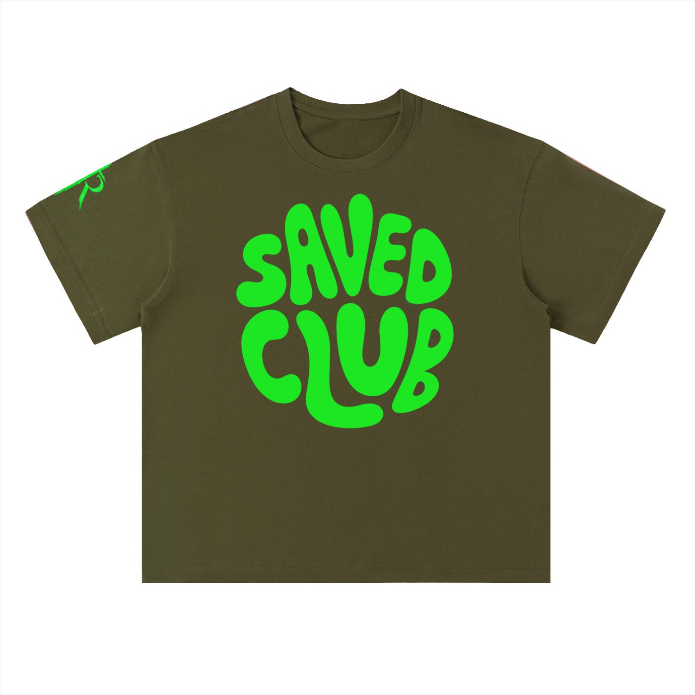 Saved Club (Green) Heavyweight Drop Shoulder T-Shirt - Image 15